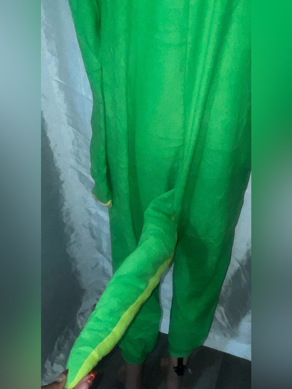 Green Women's Dinosaur  Hooded Onesie Jumpsuit - Picture 6 of 8